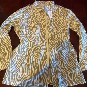 Ellison Womens Zebra Print Lightweight Jacket with pockets